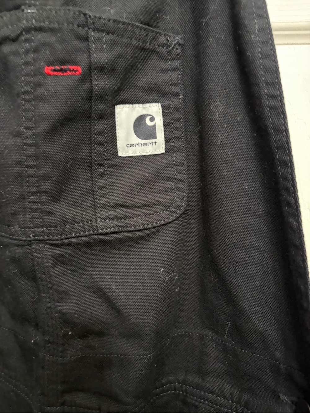 Carhartt Black Bib Overalls with Logo Patch women’s size Large - Picture 2 of 7